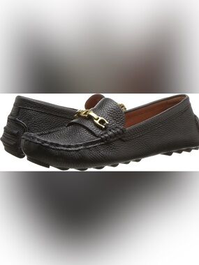 Coach Crosby Driver Loafers in Black Peebled Leather